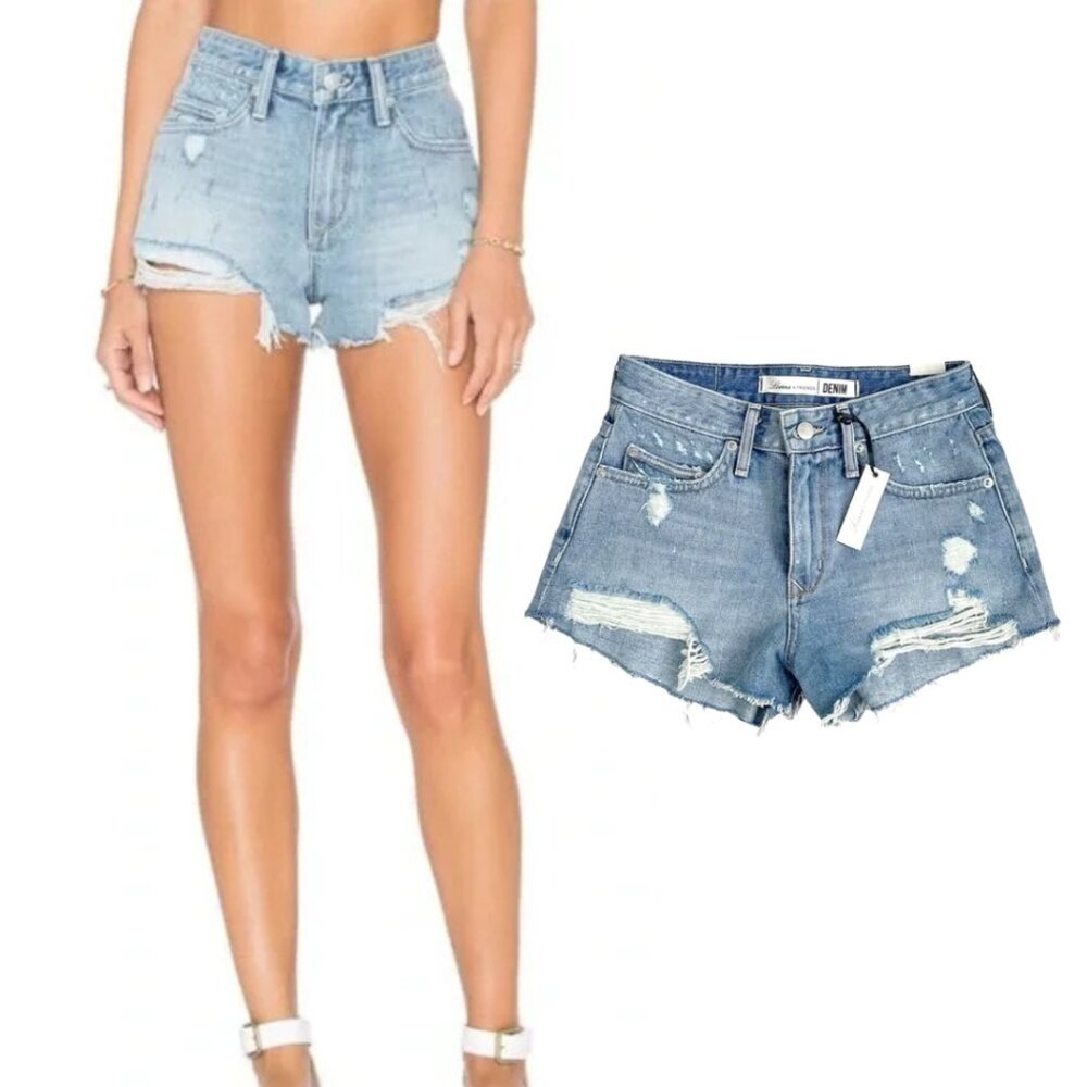 NWT Lovers + Friends Jack High Rise Distressed Cut Off Jean Shorts in Genesee 24